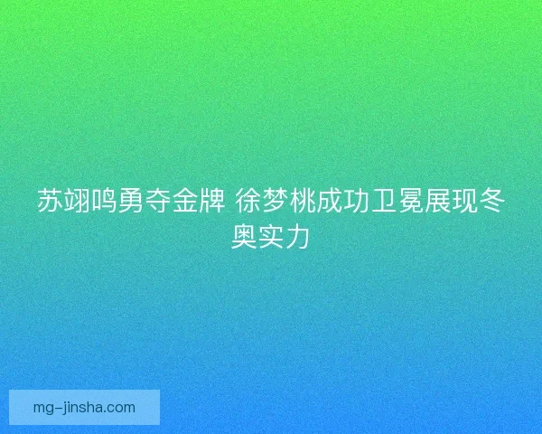 苏翊鸣勇夺金牌 徐梦桃成功卫冕展现冬奥实力