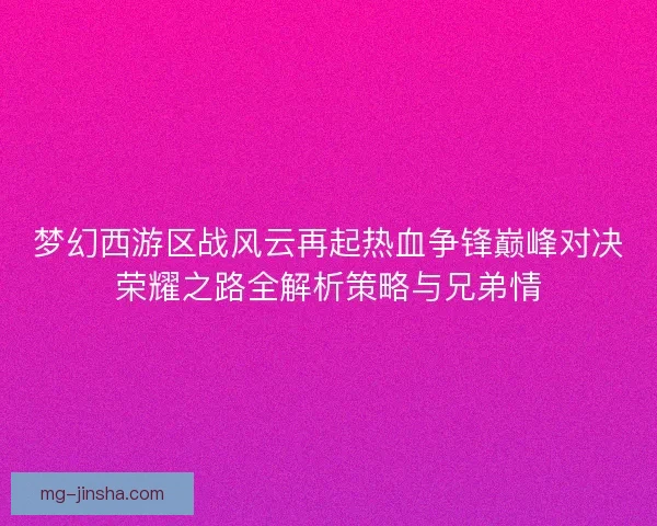 梦幻西游区战风云再起热血争锋巅峰对决荣耀之路全解析策略与兄弟情