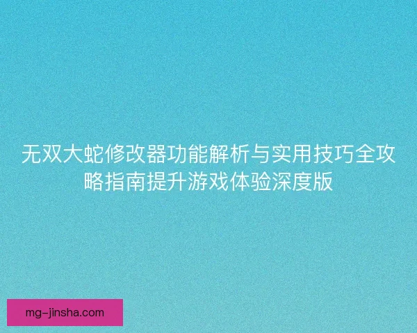 无双大蛇修改器功能解析与实用技巧全攻略指南提升游戏体验深度版